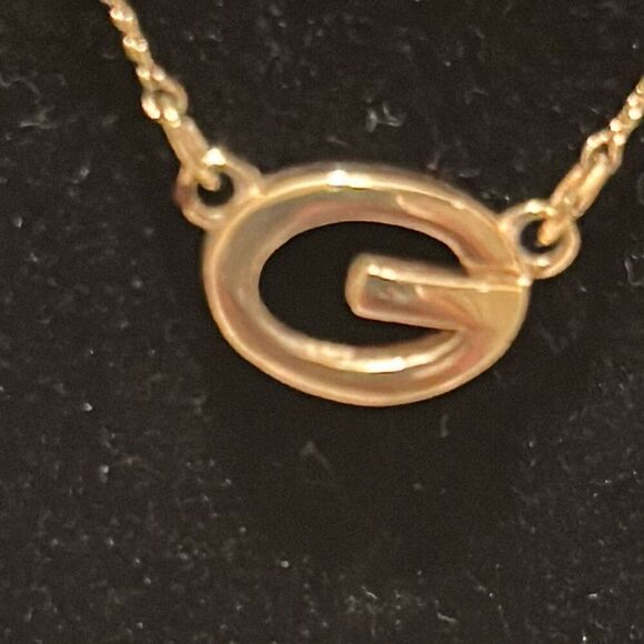 Givenchy Gold Plated G Center Pendant Necklace Luxury Logo Stackable Everyday - Picture 2 of 8